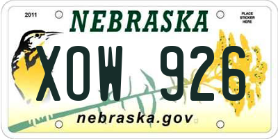 NE license plate XOW926