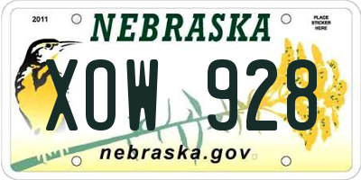 NE license plate XOW928