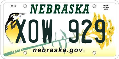 NE license plate XOW929