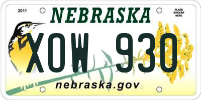 NE license plate XOW930