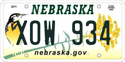 NE license plate XOW934