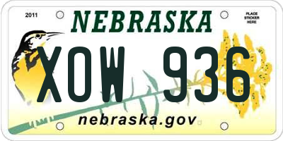 NE license plate XOW936