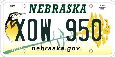 NE license plate XOW950