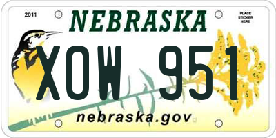 NE license plate XOW951