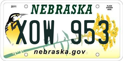 NE license plate XOW953