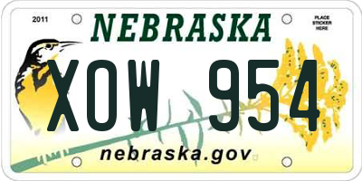 NE license plate XOW954