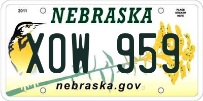 NE license plate XOW959