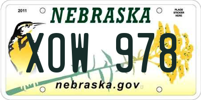 NE license plate XOW978