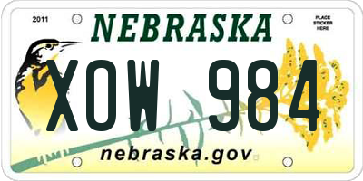NE license plate XOW984