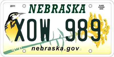 NE license plate XOW989