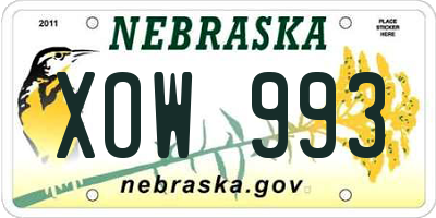 NE license plate XOW993