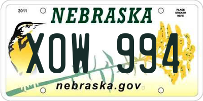 NE license plate XOW994