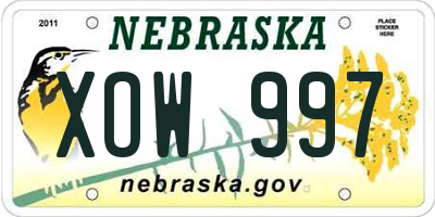 NE license plate XOW997