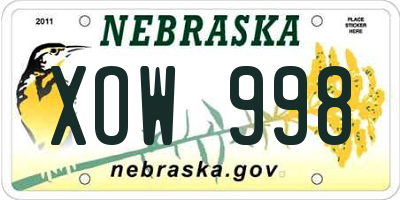 NE license plate XOW998