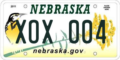 NE license plate XOX004