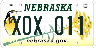 NE license plate XOX011