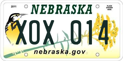 NE license plate XOX014