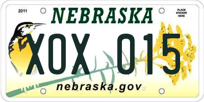 NE license plate XOX015