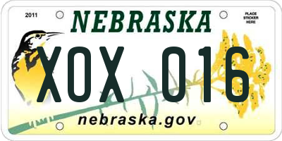 NE license plate XOX016
