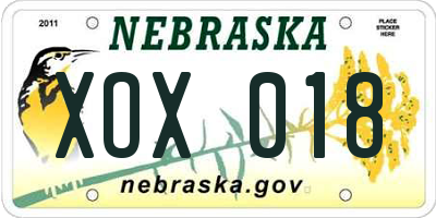 NE license plate XOX018