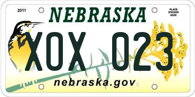 NE license plate XOX023