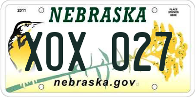 NE license plate XOX027