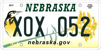 NE license plate XOX052