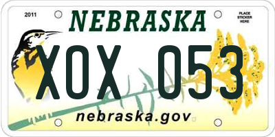 NE license plate XOX053