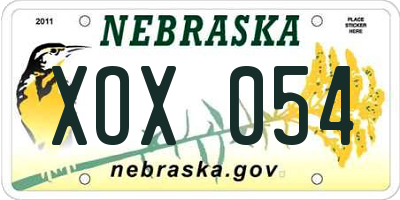NE license plate XOX054