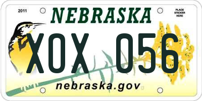 NE license plate XOX056