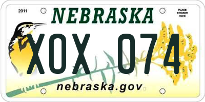 NE license plate XOX074
