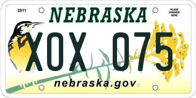 NE license plate XOX075