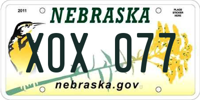 NE license plate XOX077