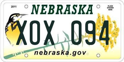NE license plate XOX094