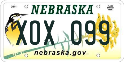 NE license plate XOX099