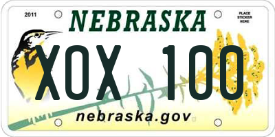 NE license plate XOX100