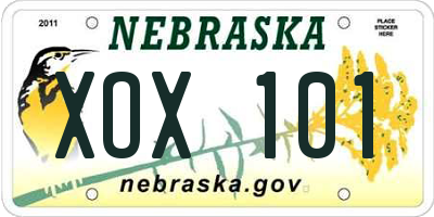 NE license plate XOX101