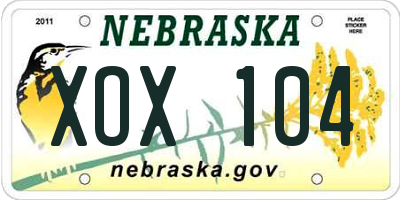 NE license plate XOX104