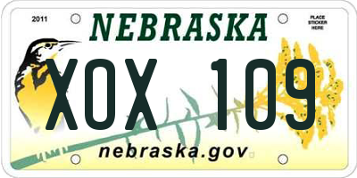 NE license plate XOX109