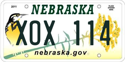 NE license plate XOX114