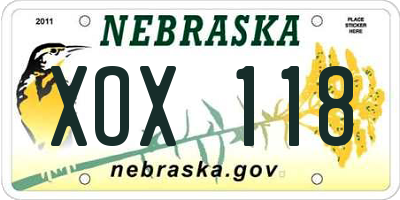 NE license plate XOX118