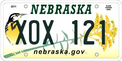 NE license plate XOX121