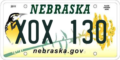 NE license plate XOX130