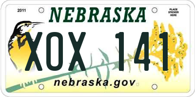 NE license plate XOX141