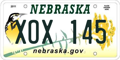 NE license plate XOX145