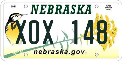 NE license plate XOX148