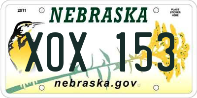 NE license plate XOX153