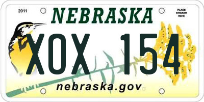 NE license plate XOX154