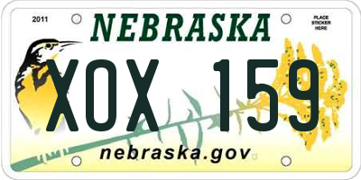 NE license plate XOX159