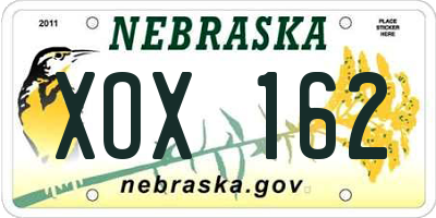 NE license plate XOX162